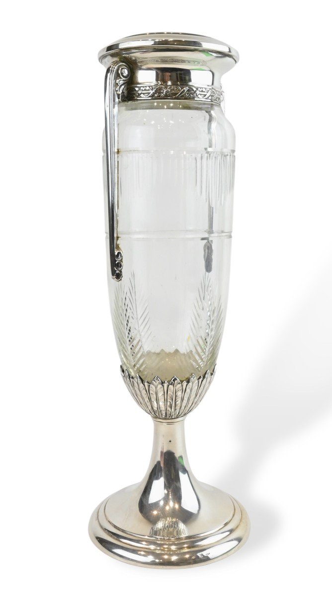 Vase With Silver And Crystal Handles - 1920s-photo-3